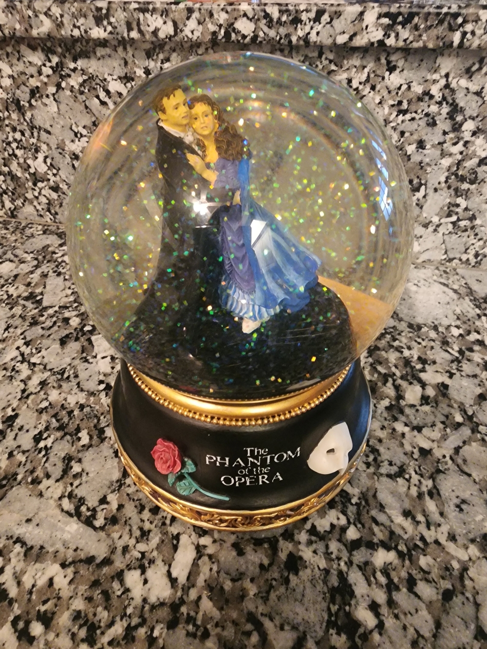 The Phantom of the Opera Musical Snow Globe – Blue & Black